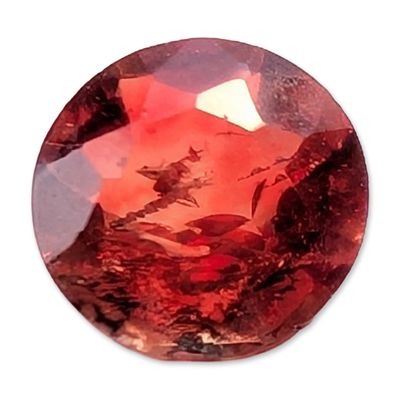 Faceted Round Orange-Red Gemstone