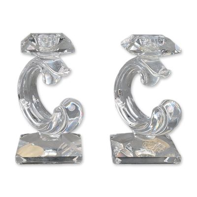 Pair of Swarovski Silver Crystal Candle Holders