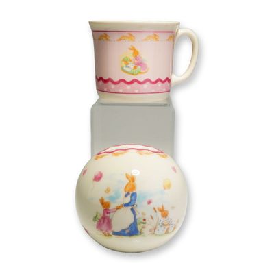 2pc Royal Doulton Bunnykins Sweet Hearts Mug and Money Bank