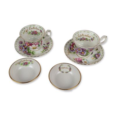 6pc Royal Albert Flower of the Month Bone China Grouping
