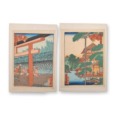 Sale Photo Thumbnail #332: 2pc Japanese Woodblocks on Paper