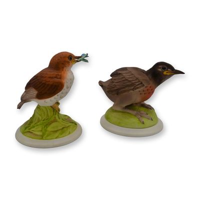Sale Photo Thumbnail #196: 2Pc Boehm Porcelain Baby Wood Thrush and Baby Robin Bird Sculptures, 1957