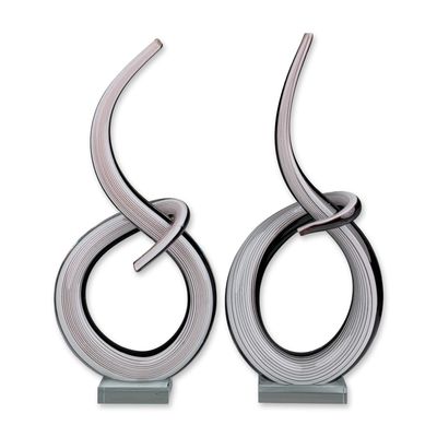 Sale Photo Thumbnail #304: Pair of Contemporary Linear Cane Abstract Glass Sculptures