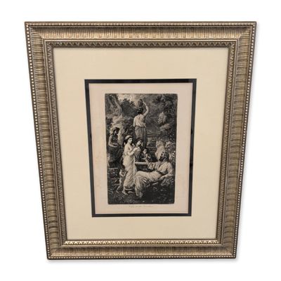 Sale Photo Thumbnail #104: After Anselm Feuerbach (German, 1829-1880), Engraving on Paper, Hafiz at the Fountain