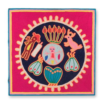 Sale Photo Thumbnail #317: Huichol Wixarika Yarn Painting Nierika