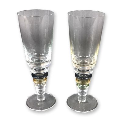 Sale Photo Thumbnail #247: Pair of Block Crystal Carnival Wine Glasses
