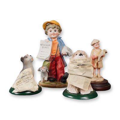 Sale Photo Thumbnail #201: A Group of Four Newspaper-Themed Figurines, including a Capodimonte-Style