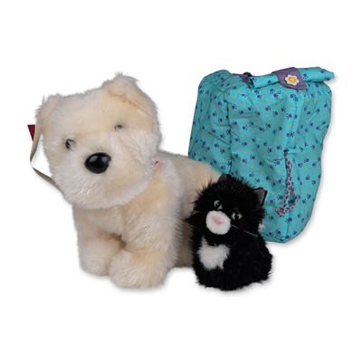 Sale Photo Thumbnail #243: 3pc American Girl Dog Coconut and Black Cat with Cloth Carrier