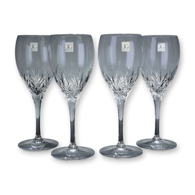Sale Photo Thumbnail #25: Set of Four JG Cristal Durand Cut Crystal Wine Glasses