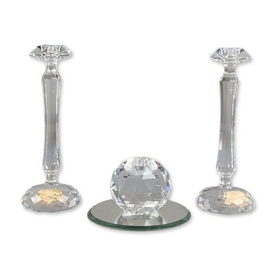 Sale Photo Thumbnail #191: 3pc Swarovski Silver Crystal Candle Holders