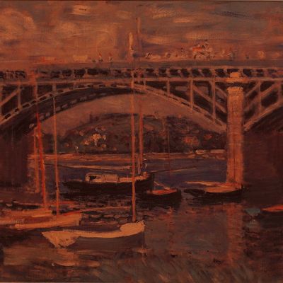Sale Photo Thumbnail #93: After Claude Monet Textured Giclee on Canvas, Bridge Over the Seine