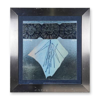 Sale Photo Thumbnail #109: Sica (American, b. 1932) Framed Mixed Media on Metallic Ground, Signed