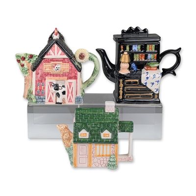 Sale Photo Thumbnail #292: 3pc Novelty Ceramic Architectural and Furniture Form Teapots
