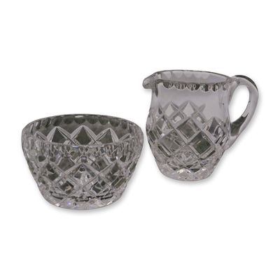 Sale Photo Thumbnail #280: 2Pc Ceska Czech Cut Crystal Sugar And Creamer, 1982