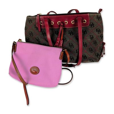 Sale Photo Thumbnail #437: 2pc Dooney & Bourke Monogram Tote and Pink Crossbody Grouping