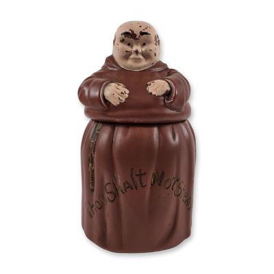 Sale Photo Thumbnail #278: Vintage Ceramic Monk Thou Shalt Not Steal Cookie Jar