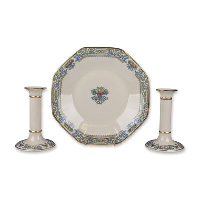 Sale Photo Thumbnail #289: 3pc Lenox Autumn Porcelain Server and Pair of Candlesticks