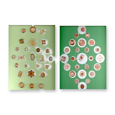 Sale Photo Thumbnail #453: 2 CARDS OF DIVISION THREE COLORED GLASS BUTTONS