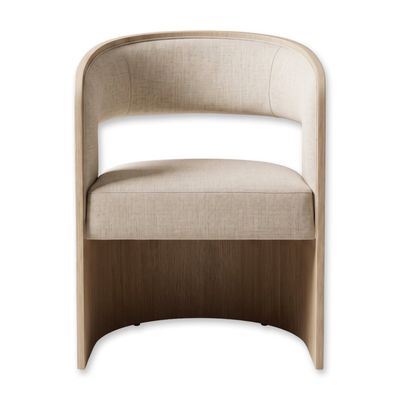 Sale Photo Thumbnail #132: Caracole Barrel-Back Curved Wood Frame and Upholstered Seat Balance Chair