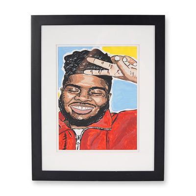 Sale Photo Thumbnail #107: Amma Fordjour, Gouache on Paper, Portrait of Singer Khalid, Signed