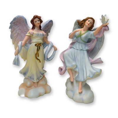 Sale Photo Thumbnail #200: 2Pc RNR Porcelain Angel W/Dove and Angel In The Wind Figurines, 2006