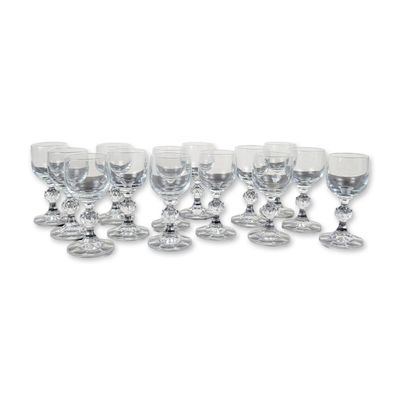 Sale Photo Thumbnail #258: 14pc Bohemia Crystal Claudia Pattern Cordial Glasses