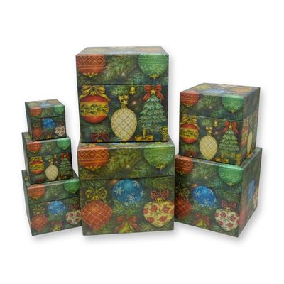 Sale Photo Thumbnail #425: 7Pc Bob's Boxes By Karen Ware Erickson Glorious Ornaments Stack Boxes, 2003