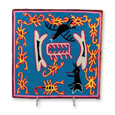 Sale Photo Thumbnail #86: Huichol Mexican Folk Art Parikute & The Scorpion Myth Nierika Yarn Painting