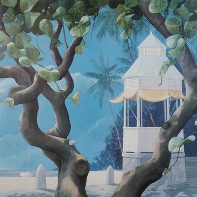 Sale Photo Thumbnail #307: John Kiraly (Am. B. 1943) Serigraph on Paper, Tropical Landscape, Signed