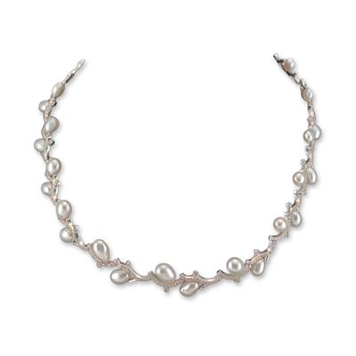 Sale Photo Thumbnail #12: 18K White Gold Pearl and 2.23ctw Diamond Necklace