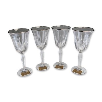 Sale Photo Thumbnail #27: 4pc Noritake Vendome Platin Crystal Wine Glasses
