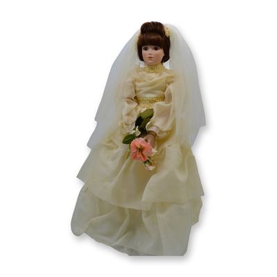 Sale Photo Thumbnail #242: Gloria Vandebilt & MBI Present The Porcelain Collectors Doll W/Stand, 20"H, 1987