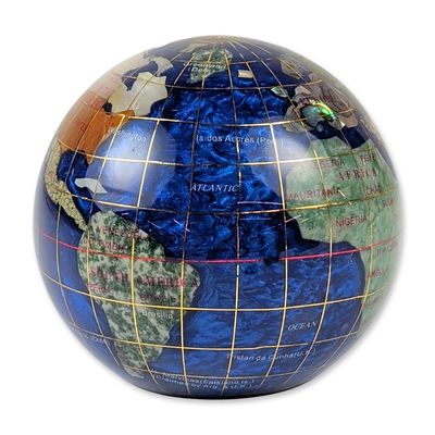 Sale Photo Thumbnail #380: Gemstone Inlay Desktop Globe Paperweight