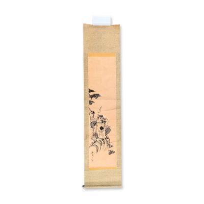 Sale Photo Thumbnail #89: Japanese Ink and Wash on Paper Ebisu Hanging Scroll w/ Seal