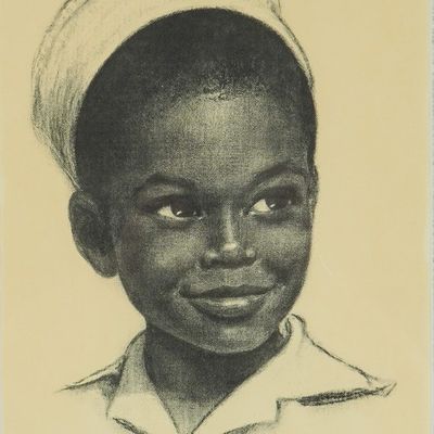 Sale Photo Thumbnail #97: J. MacDonald Henry (Jamaican 1960-2008) Print on Paper, Portrait of Tups