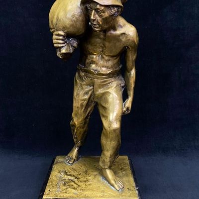 Antique Gilt Bronze Peasant By P. L. Kowalczewski