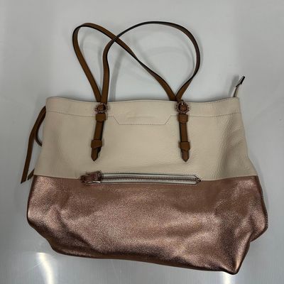 Aimee Kestenberg Leather Tote Bag Cream and Rose Gold