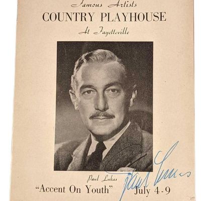 Paul Lukas Signed "Accent On Youth" Program