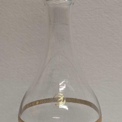 Pasabahce Gold-Rimmed Glass Decanter With Stopper