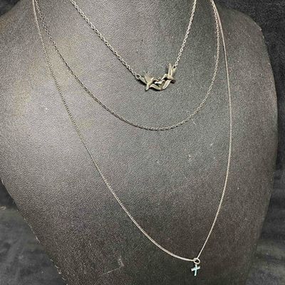 Sterling Silver Chain Necklace Set Duo Hummingbirds Cross K40