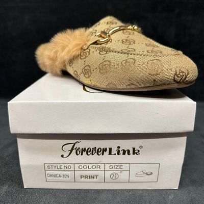 Forever Link Danica-30N Faux Fur Print Pattern Loafers Slip-On