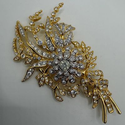 Nolan Miller Crystal Floral Bouquet Large Statement Brooch