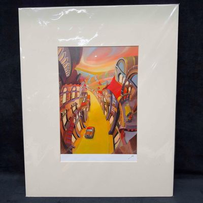 Suro Kim Relaxation Print Signed Surrealistic Street Scene