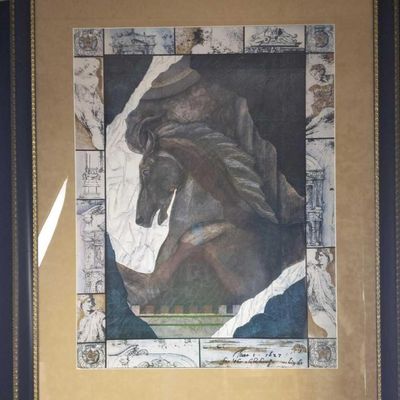 Large Dark Black Horse Print Roman Chess