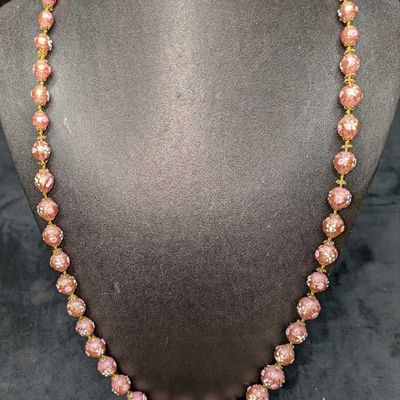 Vintage Italian Murano Pink Art Glass Bead Necklace ZZ