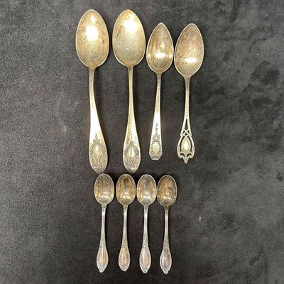 Sterling Silverware Spoon Set Eight Spoons 925