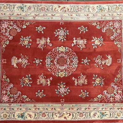 Amiri Chinese Oriental Hand Knotted 8 x 10 Red Floral Rug R155