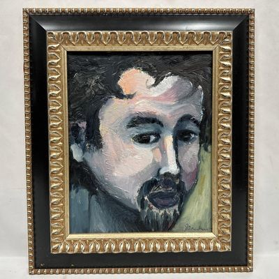 Original Oil on Canvas Portrait of a Bearded Man Signed and Framed