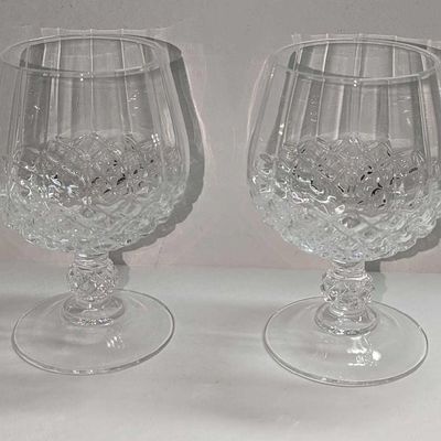 2 Brandy Snifter Glasses With Diamond Pattern B