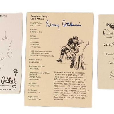 Autographed Doug Leon Atkins & Carl Banks Cards NFL
